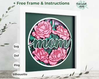 3D Mother's Day Shadow Box SVG - Rose Design (Digital Download)