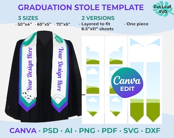 Custom Graduation Stole Template Canva | Senior Sash Template | Printable Instant Download
