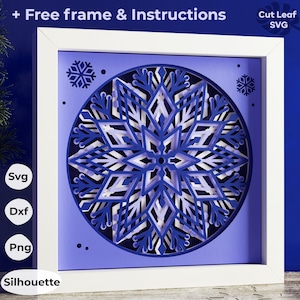 Snowflake SVG 3d Shadow Box -  Christmas svg, Shadow box svg Christmas, Cricut projects, Cardstock svg, Layered svg