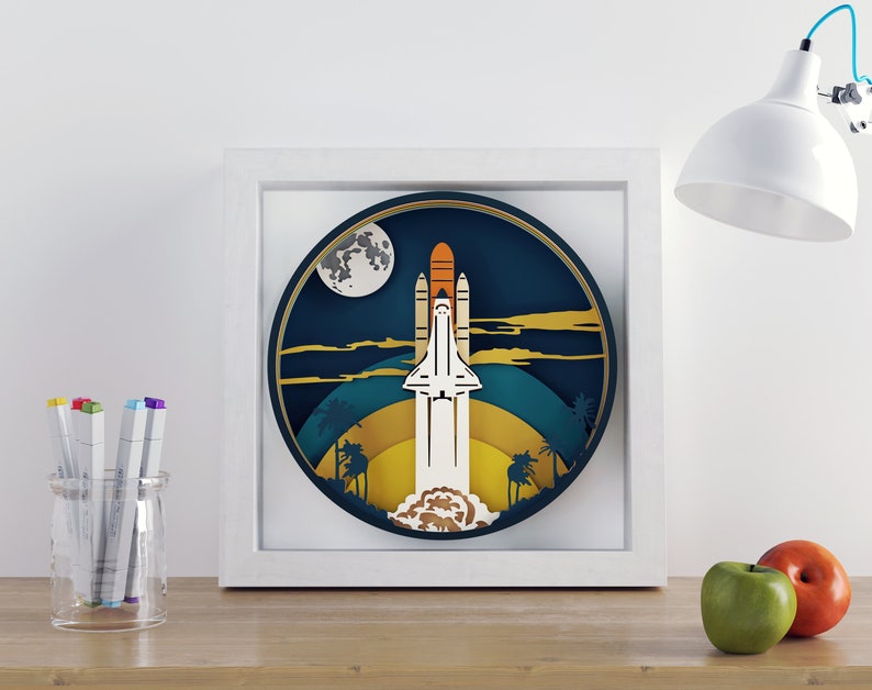 Download 3d layered Rocket SVG Shadow box svg laser cut files cnc ...