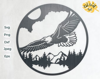 Eagle Mountain Scene SVG DXF, CNC Plasma Laser Cut File