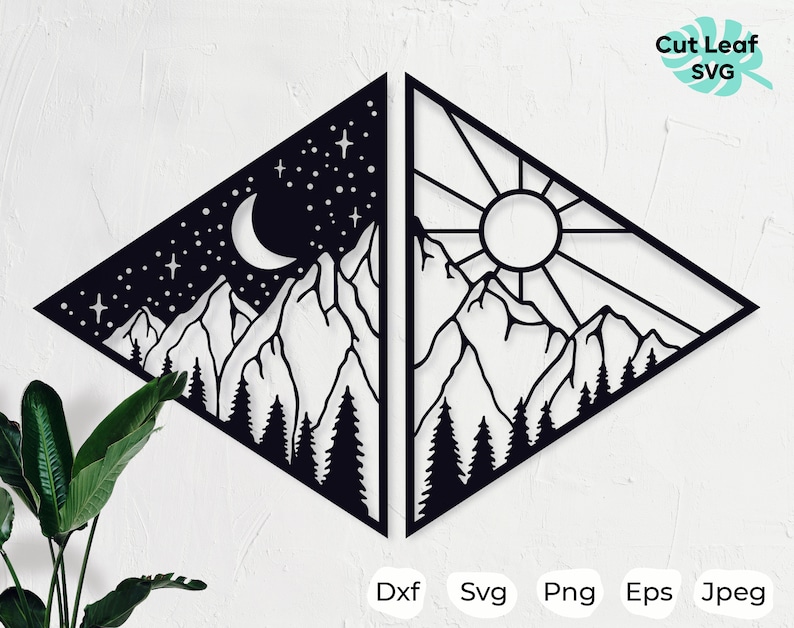 Day and Night DXF SVG Metal Wall Art Laser Cut Files, Moon and Sun Cnc ...