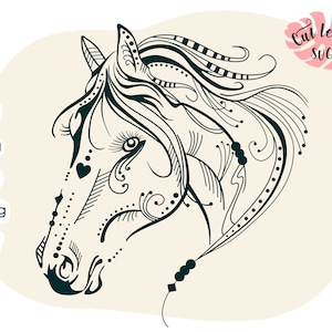 Svg cheval, tête de cheval svg, svg mandala, svg zentangle, svg cheval zentangle, svg mandala cheval, clipart cheval, svg ferme, svg pays