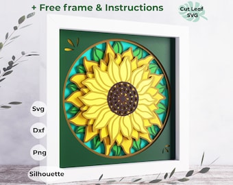 3D Sunflower Shadowbox SVG – Cricut & Silhouette Files