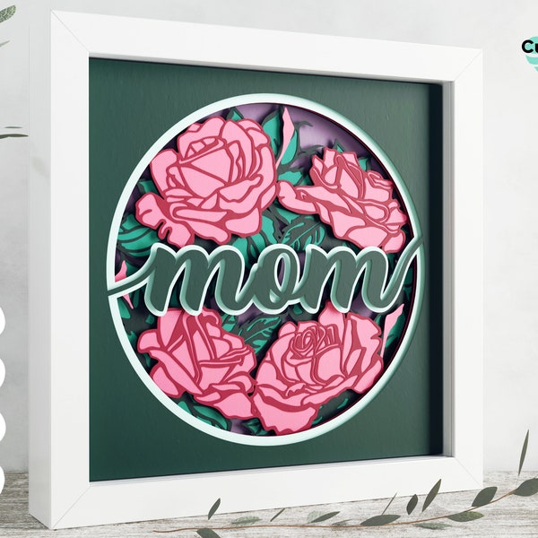 3d Mother's Day svg - Shadow box svg, mom svg, rose svg, files for Cricut, for Silhouette