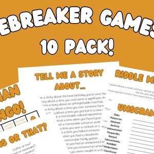 IJsbreker spellen! Bundel van 10 stuks. Direct afdrukbare download