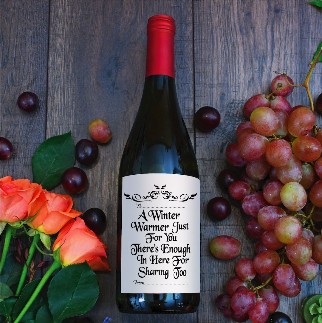 Wine Bottle Vinyl Sticker Label Gift Tag Rhyming Quote Christmas