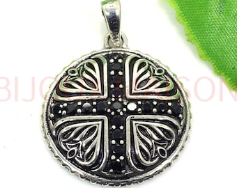 Sterling Silver Black Spinel Cross Pendant: Religious Jewelry