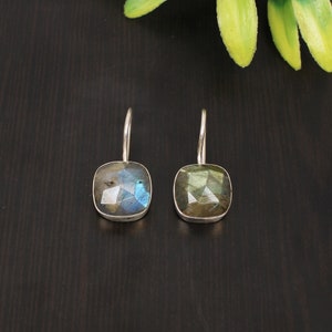 100% Natural Labradorite Flashy Earrings, Blue Drop & Dangle Earrings, 925 Sterling Silver Jewelry, Wedding Gift, Earrings For Best Friend