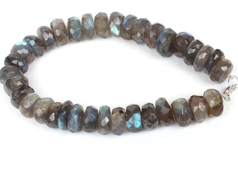 Labradorit Armband: 925 Sterling Silber, Blue Flash Edelstein