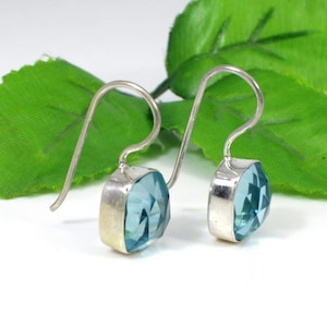 Sky Blue Topaz Silver Earrings,Sterling Silver Blue Topaz Earrings,December Birthstone Earring,Blue Topaz Jewelry,Handmade Gemstone Earrings