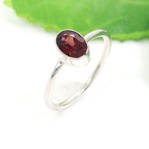 Silver Garnet Ring for Stack Band