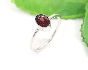 Silver Garnet Ring for Stack Band