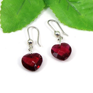 Pink Tourmaline Dangle Earring- Heart Shape Stone- 925 Sterling Silver- Tourmaline Crystal- Tiny Heart Earring- Tourmaline Jewelry- Boho
