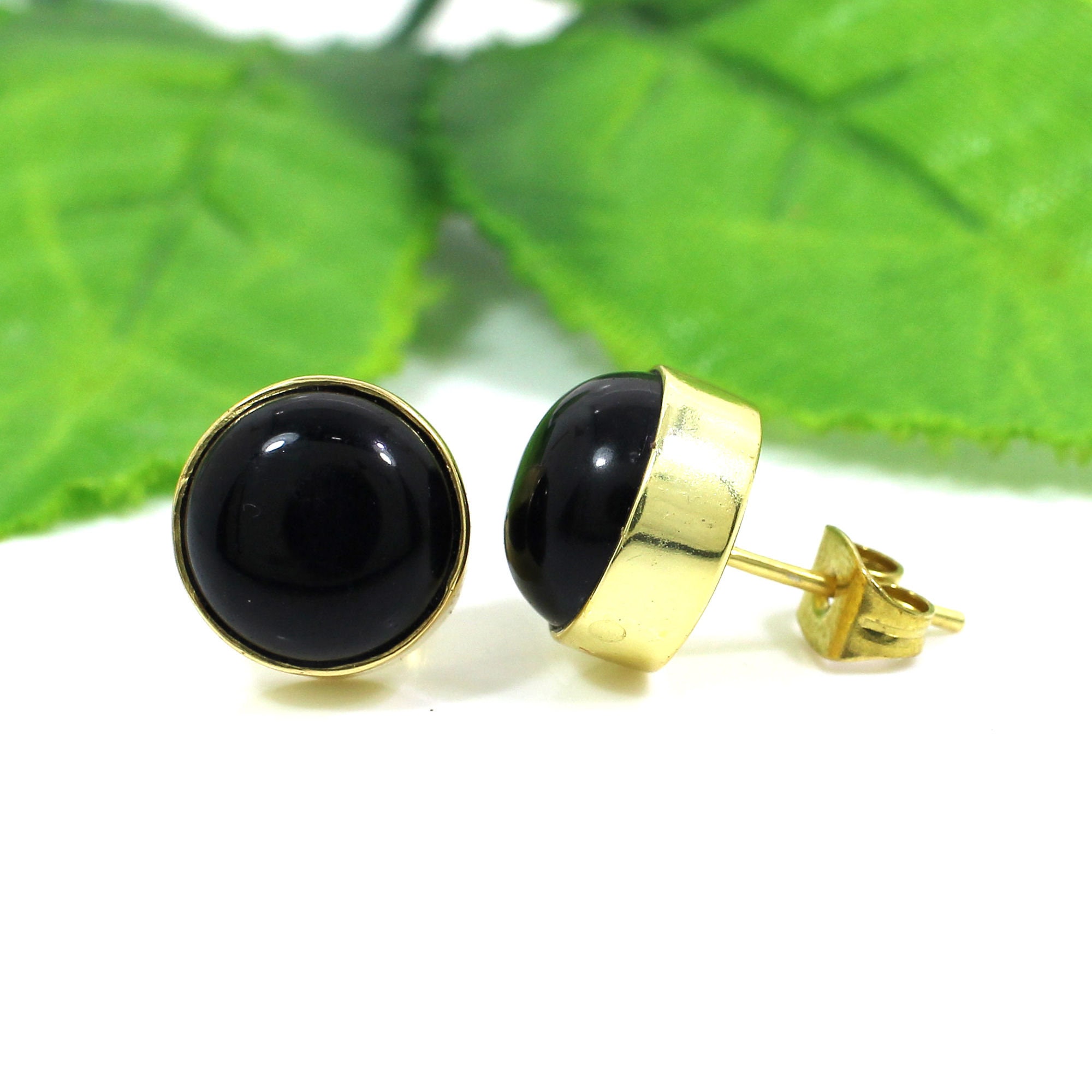 Black Onyx Studs Earrings Black Onyx Jewelry Round Studs Etsy