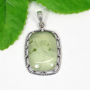 Prehnite Pendant, 925 Sterling Silver,  Handmade Pendant, Prehnite Gemstone Pendant, Silver Gemstone Jewelry, Prehnite Pendant For Necklaces