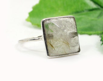 Golden Rutile Quartz Ring – Handmade Sterling Silver Jewelry
