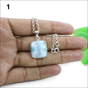 Natürlicher Larimar Sterlingsilber Anhänger - Handgefertigter Boho Schmuck