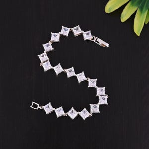 925 Sterling Silver Cubic Zircon Handmade Boho Designer Birthday Gift Women's Bracelet Jewelry
