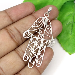 Sterling silver Custom Hamsa Hand Pendant