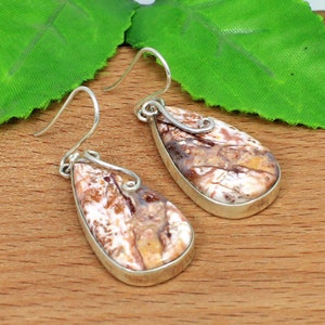 Bird Eye Jasper,Jasper Earrings,Jasper Jewelry,Jasper Silver Earrings,Tear Drop Earrings,Handmade Silver Earrings,Gemstone Silver Earrings