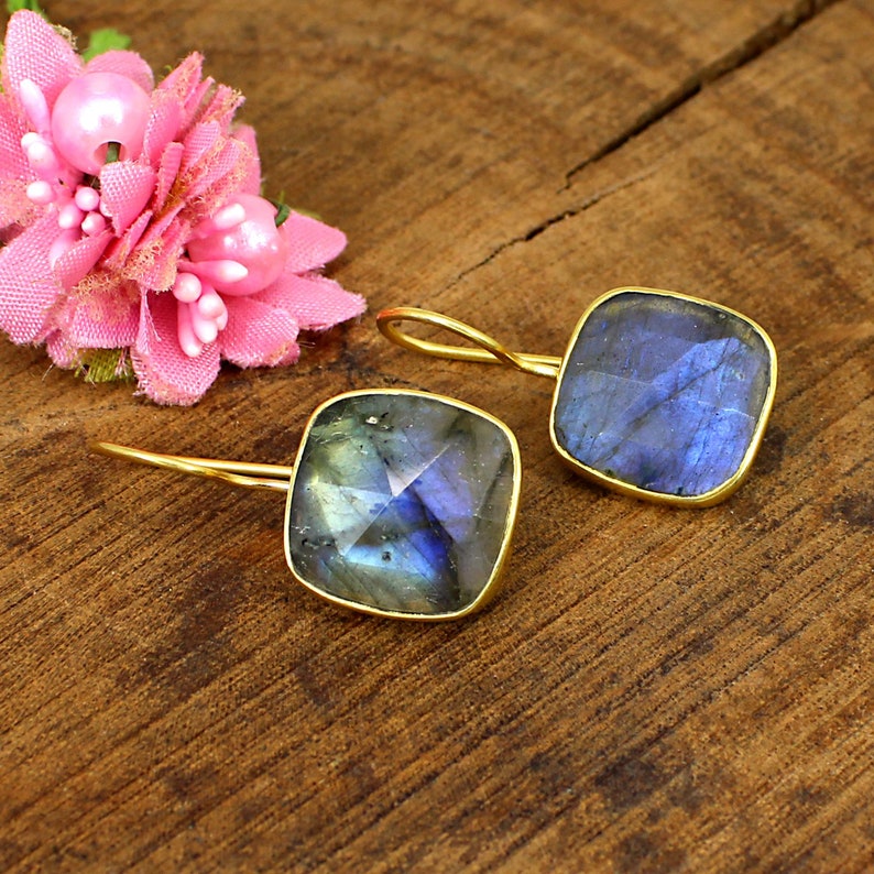 •ODONATA• golden labradorite + silver earrings main image 0