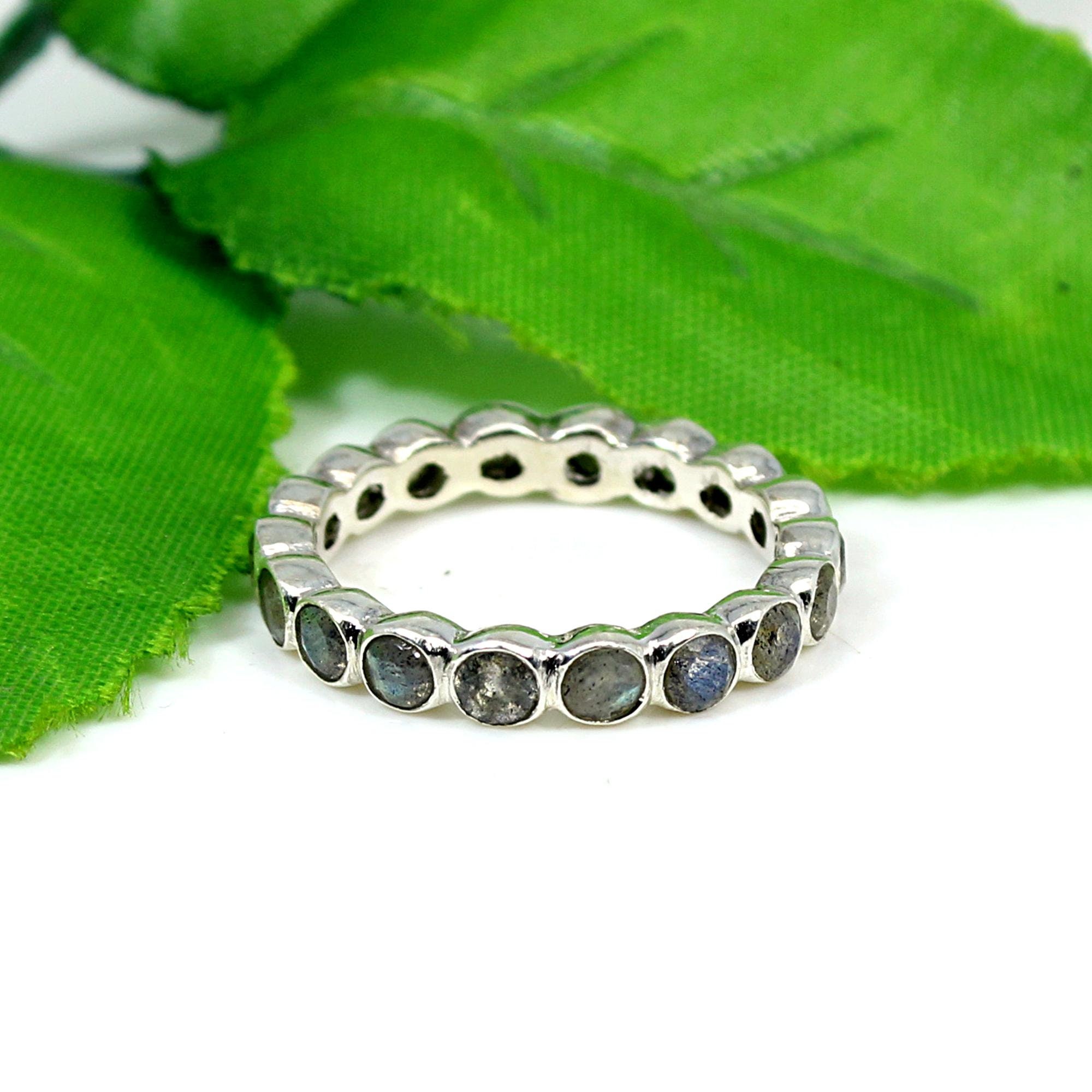 Labradorite Ring Round Gemstone Ring 925 Sterling Silver Etsy