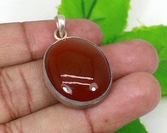 Oval Karneol Anhänger: Vintage 925 Sterling Silber Schmuck
