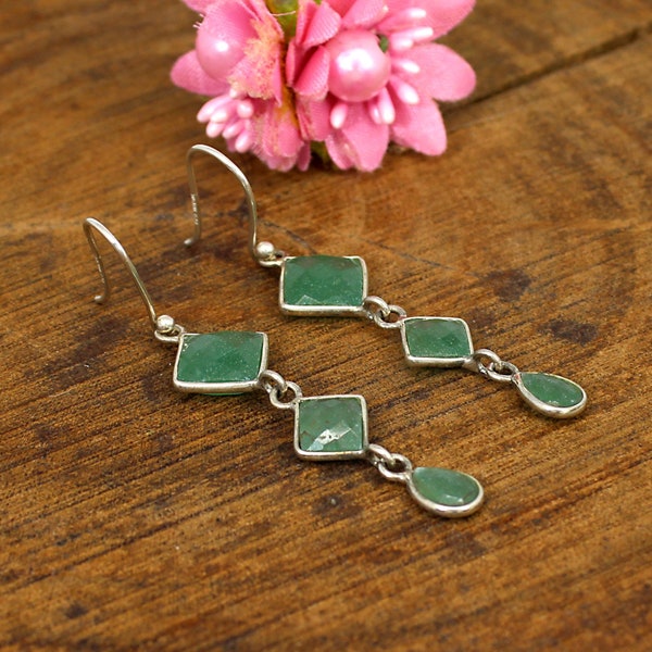 Green Aventurine Earrings, Green Stone Earrings, 925 Sterling Silver,Gemstone Earring,Gypsy Earrings Sterling,Aventurine Jewelry, Boho Gifts