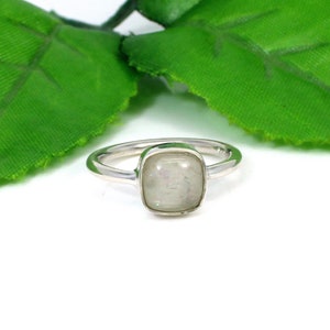 Handmade Sterling Silver Chinese Opal Ring: Boho Cushion Stone