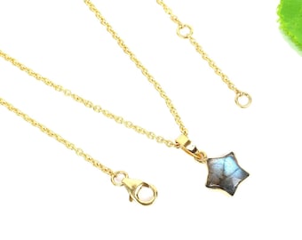 Colgante de estrella de labradorita, collar de plata de ley 925