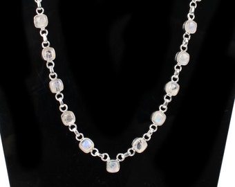 Rainbow Moonstone Necklace, 925 Silver Necklace Jewelry, Gemstone Wedding Necklace, Silver Jewelry, Mom Necklace, Women Anniversary Gifts