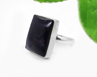 Sugilite Rectangle Gemstone Silver Ring