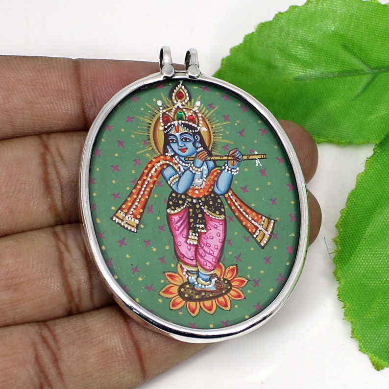 Lord Krishna Pendanthindu God Jewelryhindu Deity Etsy