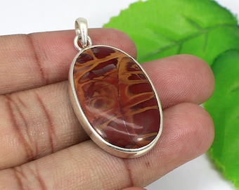 Oval Noreena Jasper Pendant: 925 Sterling Silver, Handmade