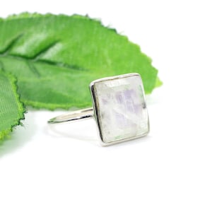 Rainbow Moonstone Ring, 925 Sterling Silver Ring, June Birthstone Ring,Handmade Jewelry, Minimalist Ring, Gift For Her