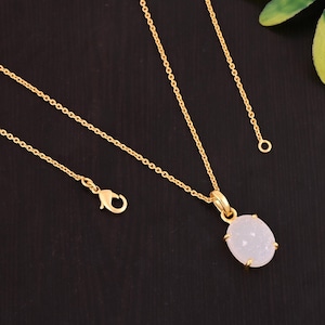 White Druzy Necklace: Sterling Silver Oval Pendant, Dainty Crystal