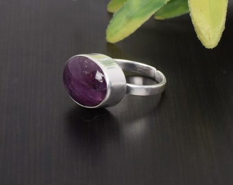 Natural Star Ruby Handmade Look Alike Diamond Ring In Sterling Silver