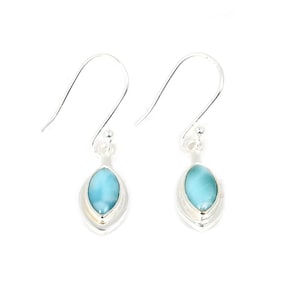 Natural Larimar Marquise Earrings, Drop Tiny Earrings, Natural Gemstone, Larimar Jewelry, Light Weight Earrings, Blue Stone, Women Earrings