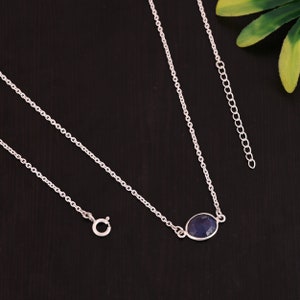 Handmade Blue Sapphire Necklace: 925 Sterling Silver, 20 Inch