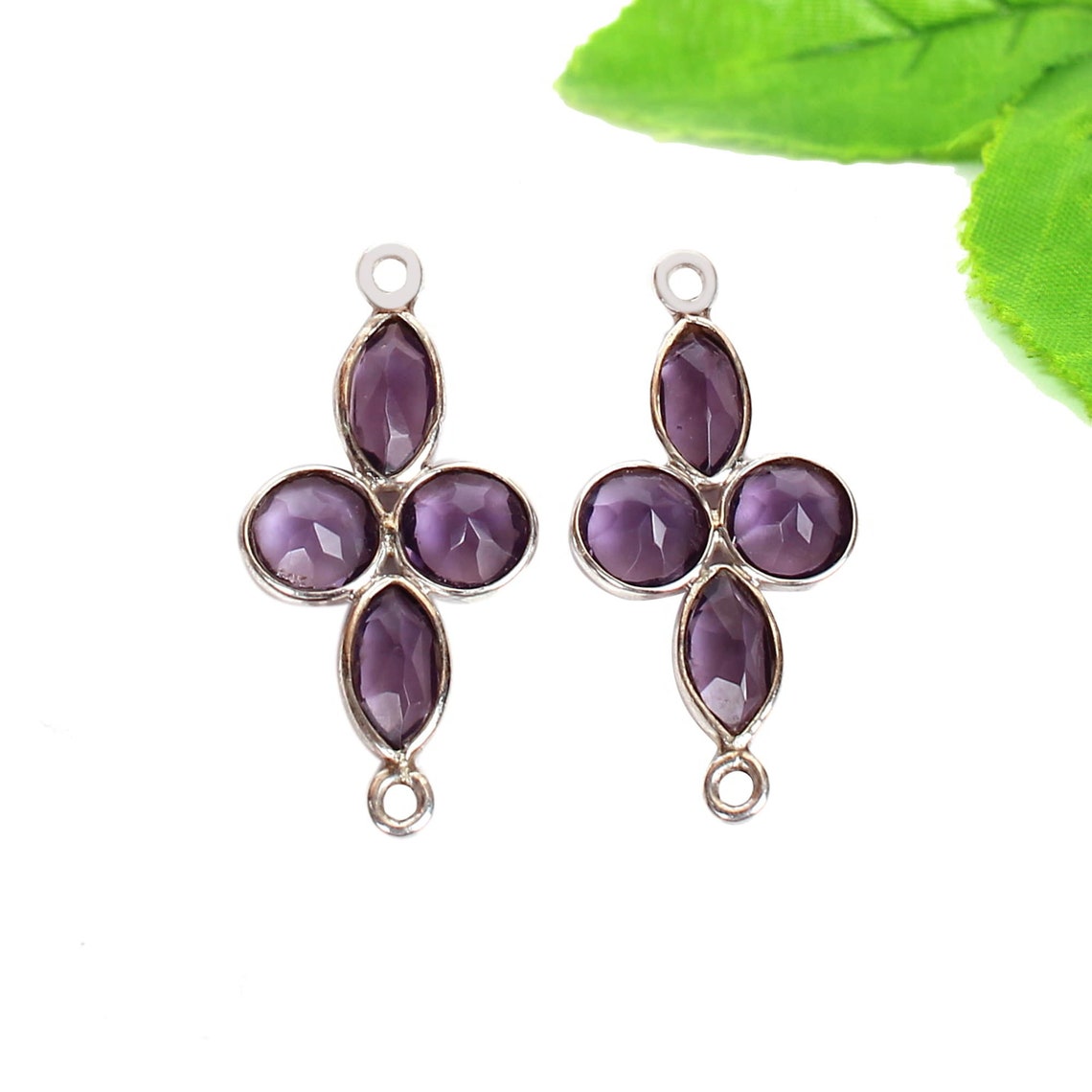Handmade Sterling Silver Connectoramethyst Jewelrydouble Etsy