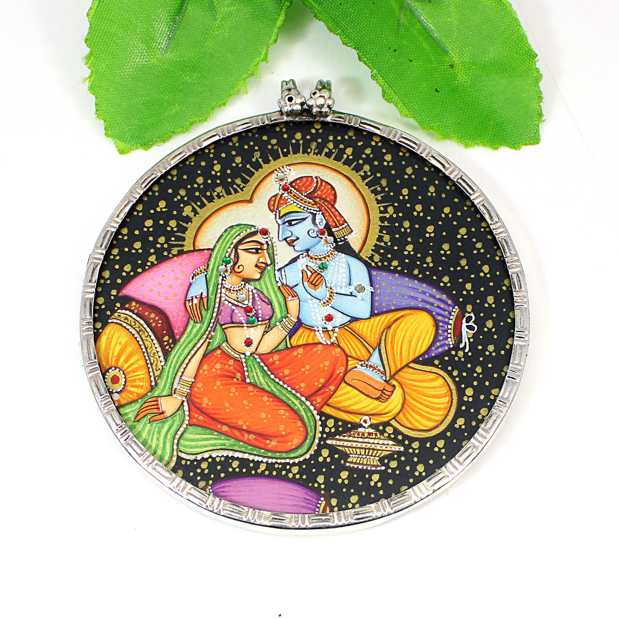 925 Sterling Silver Pendant Radha Krishna Pendant Indian Etsy