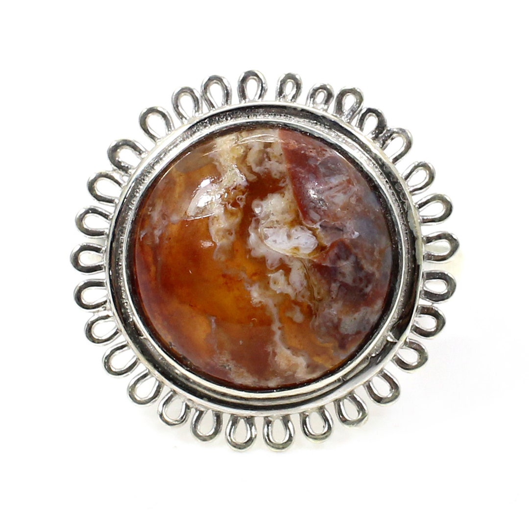 Bird Eye Jasper Gemstone Ring Sun Design Jasper Ring 925
