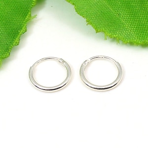 Mini Creoles Earrings- Silver Small Hoop Earrings-Sterling Silver Endless Design Hoop Earrings-10 MM Diameter- Woman Girl Teen Unavoidable