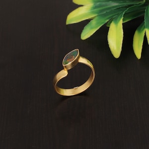 Natural Black Opal Silver Ring, Marquise Opal Ring, Black Opal Solitaire Ring, Beautiful Opal Jewelry, Engagement Gift