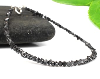 Bracciale con diamanti neri grezzi: argento sterling 925, gioielli con pietre preziose