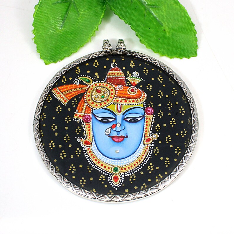 925 Sterling Silver Pendant Lord Krishna Pendant Glass Frame Etsy