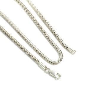 Sterling Silver 3 MM Thick Snake Chain, Solid Sterling Silver Snake Chain Necklaces, Round Snake Jewelry, Unisex Necklace Men Necklace Chain