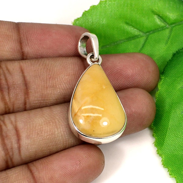 Mookaite Jasper Gemstone Pendant -925 Sterling Silver- Gemstone Handmade Jewelry-Chain Necklace Pendant-Yellow Stone Pendant-Jasper Gemstone