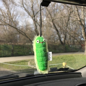 Green Plush Caterpillar Car Ornament | Car Mirror Hanging Accessory | Car Accessory | Car Charm | Car Decor